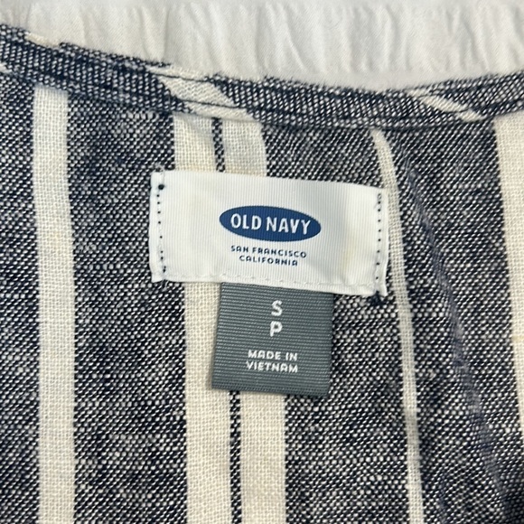 Old Navy Linen Dress Size SP Blue and White Color cinched waist striped - Picture 7 of 7